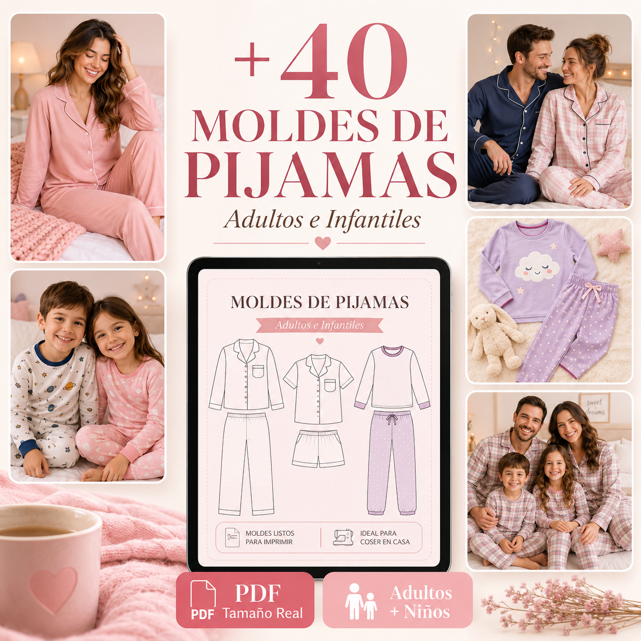 +40 Moldes de Pijamas — Adultos e Infantiles